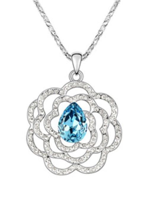 light blue Fashion austrian Crystals Flower Alloy Necklace