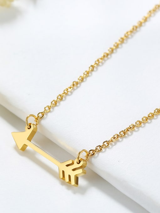 CONG Temperament Gold Plated Arrow Shaped Titanium Necklace 1