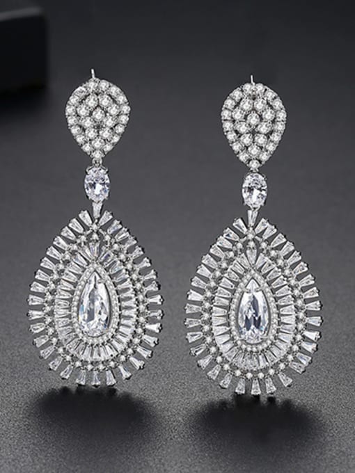 Platinum Copper With Platinum Plated Luxury Water Drop Chandelier Earrings