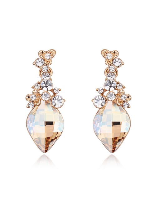 QIANZI Fashion Rhombus austrian Crystals Alloy Stud Earrings