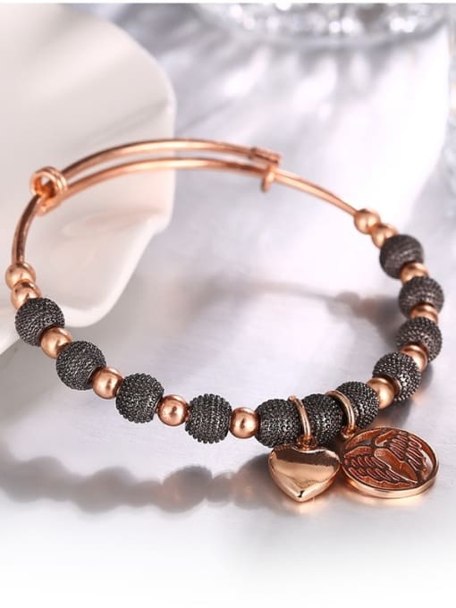 Ronaldo Rose Gold Scrub Beads Tree Shaped Bangle 2