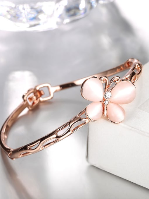 OUXI Rose Gold Butterfly Shaped Zircon Bangle 2