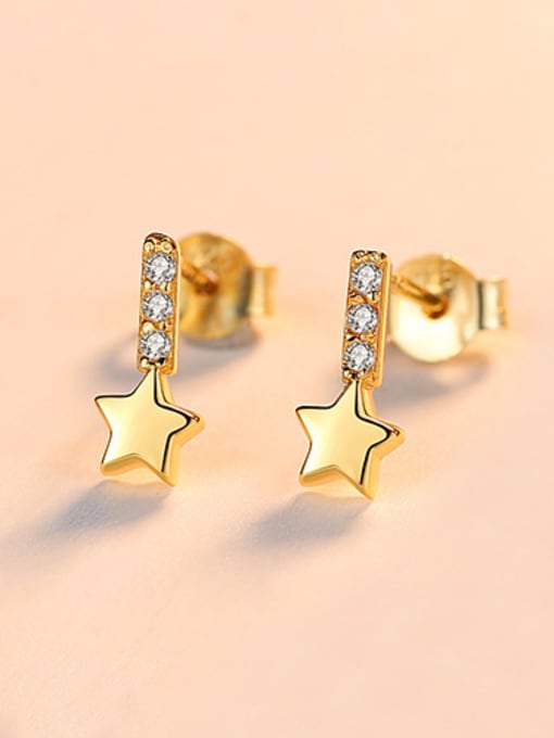 18K-Gold 925 Sterling Silver With Fashion Geometric Stud Earrings