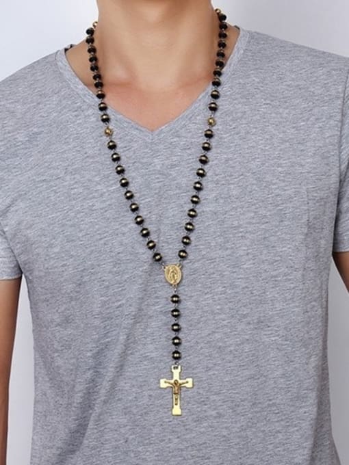 CONG Religion Style Gold Plated Silicone Cross Shaped Sweater Chain 1