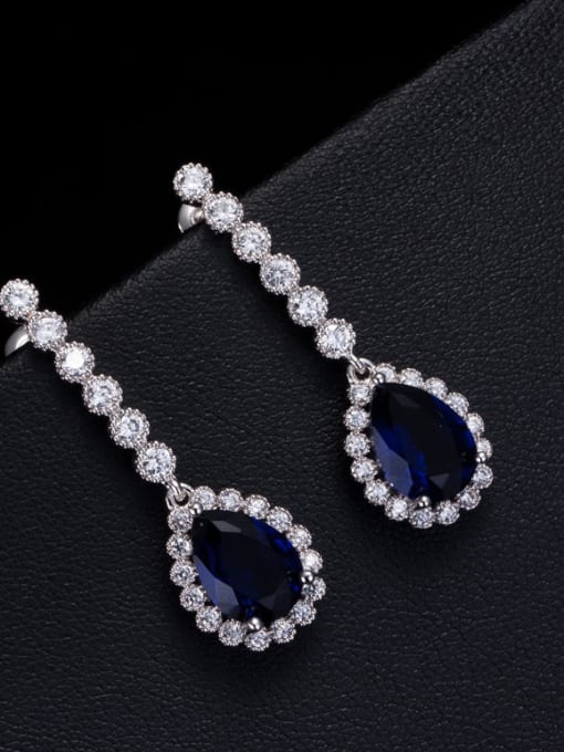 Blue Wedding Water Drop Cluster earring
