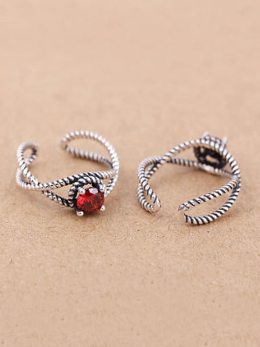 Peng Yuan Retro Rhinestones Twisted Opening Ring 3