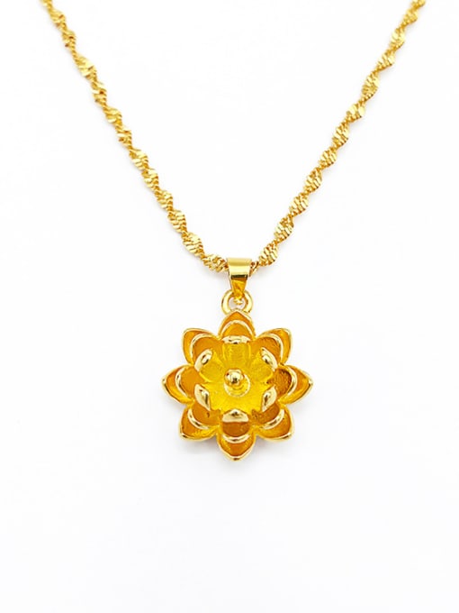 golden Women Exquisite Flower Shaped Pendant