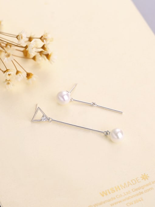 One Silver Elegant Asymmetric Pearl Stud Earrings 1