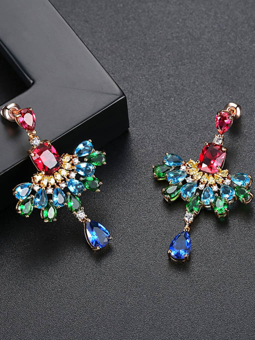BLING SU Copper With Gold Plated Fashion multicolor Drop Earrings 0