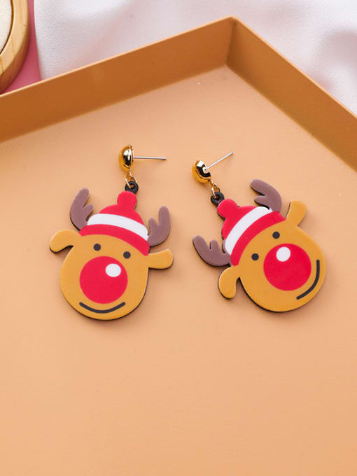 C elk Alloy With White Gold Plated Cute Acrylic chrismas Earrings