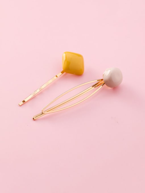 D Yellow Rice (Square) Alloy With Rose Gold Plated Fashion Square Barrettes & Clips
