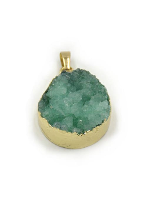 Tess Gold Plated Natural Green Crystal Round Pendant 1