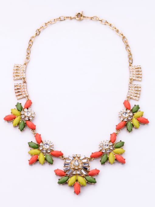 KM Alloy Color Flowers Sweater Necklace 0