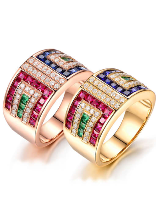MATCH Copper With Rose Gold Plated Fashion Cubic Zirconia Rings 0