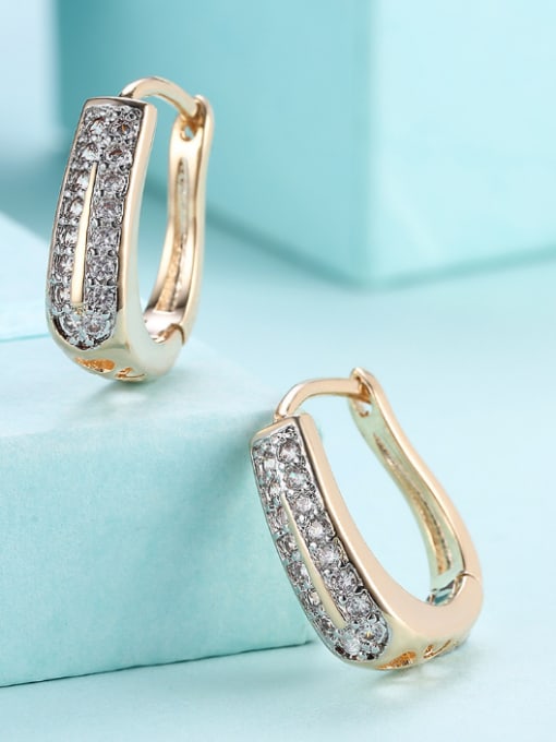 OUXI 18K Gold U-shaped Zircon clip on earring 2