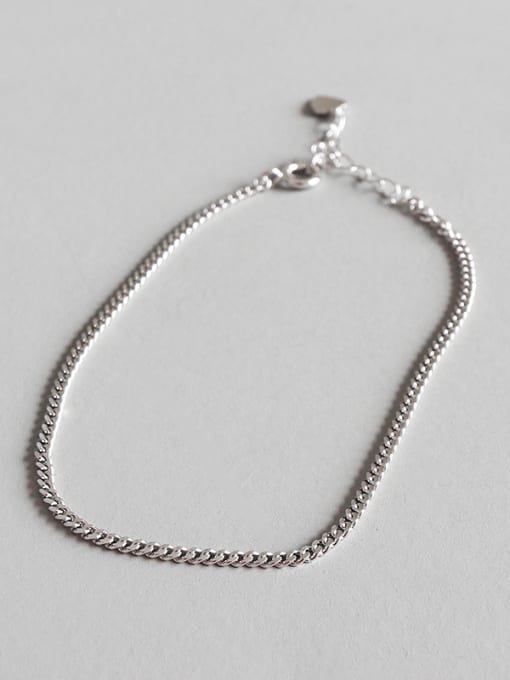 DAKA 925 Sterling Silver With Platinum Plated Simplistic Thin chain Anklets 0