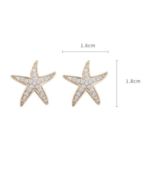 Girlhood Alloy With Gold Plated Simplistic Star Stud Earrings 3
