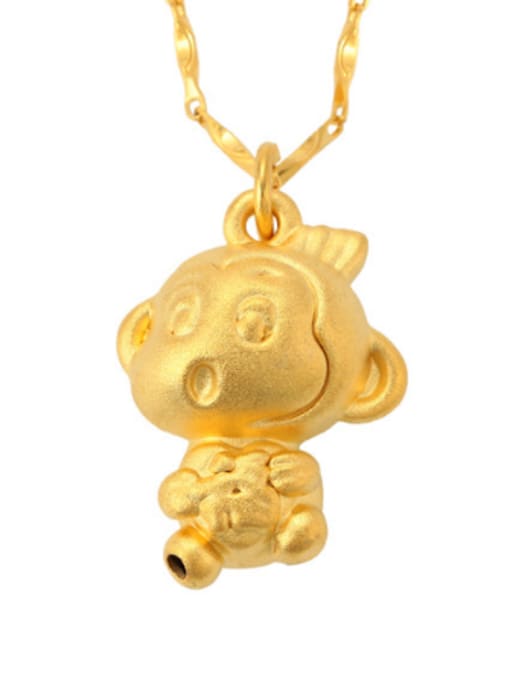 B Personalized Little Monkey Gold Plated Pendant