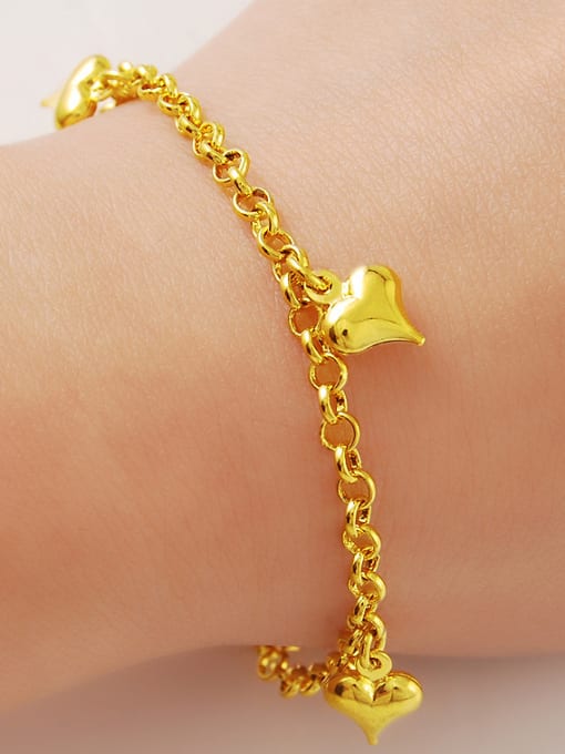 Yi Heng Da Fashionable 24K Gold Plated Heart Shaped Copper Bracelet 1
