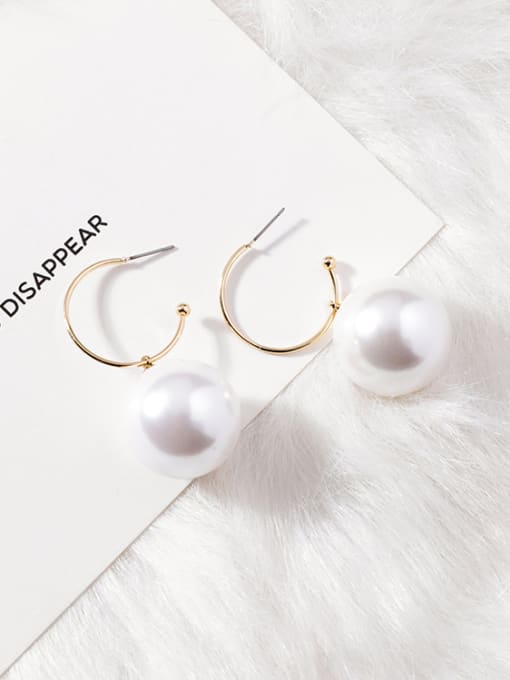 Girlhood Alloy With Gold Plated Trendy Round  Imitation Pearl Hoop Earrings(very big) 1