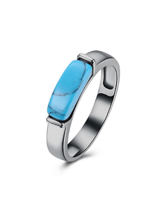 OUXI Simple Turquoise Stone Women Ring