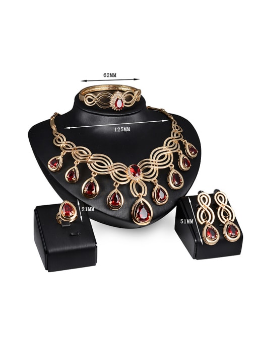 BESTIE 2018 Alloy Imitation-gold Plated Vintage style Artificial Gemstone Four Pieces Jewelry Set 2