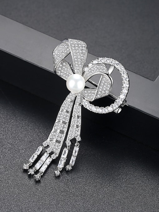 BLING SU Copper inlaid AAA zircon fashion butterfly bowknot brooch
