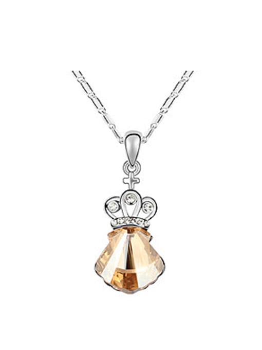 QIANZI Simple Little Crown Shell-shaped austrian Crystal Alloy Necklace 0