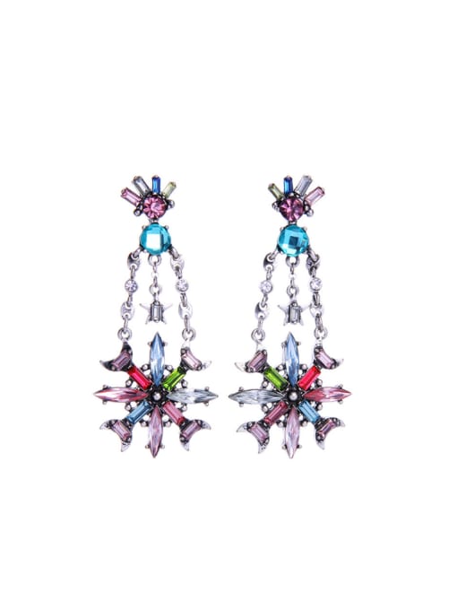 KM Colorful Shining Stones Drop Chandelier earring
