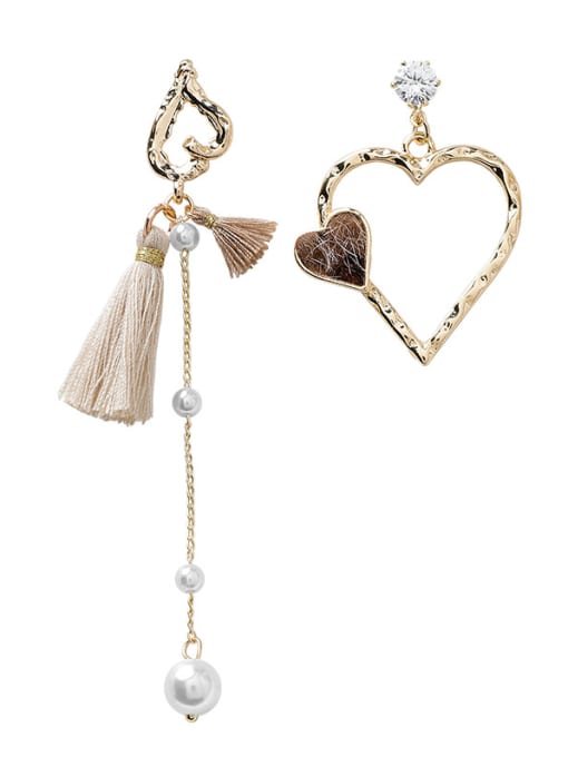 Girlhood Alloy With Gold Plated Fashion Asymmetric Heart Tassel  Earrings 0