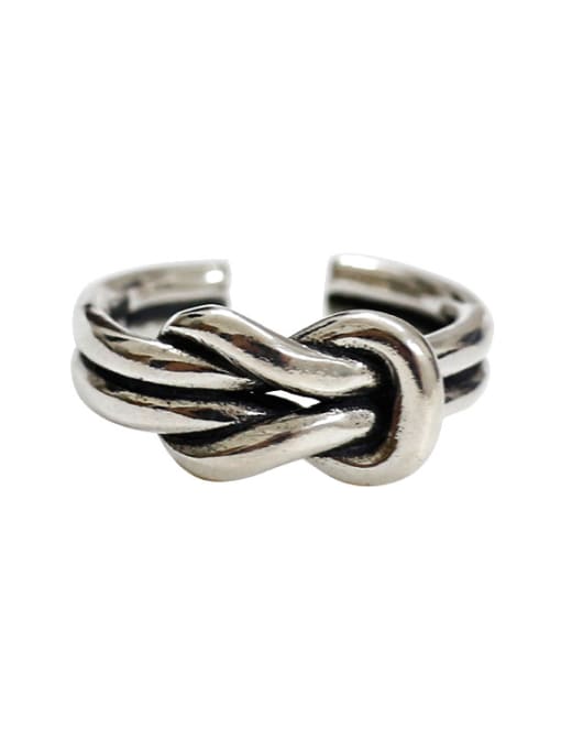 DAKA Retro style Two-band Knot Silver Opening Ring 0