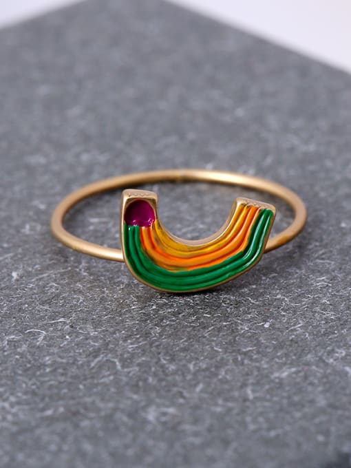 colorful Personality Banana Shaped Enamel Ring