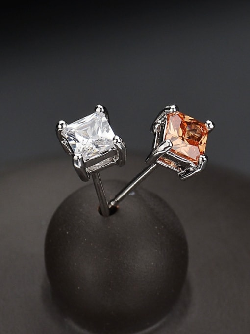 Qing Xing Square AAA Zircon Square Drilling Classic Male And Female Universal Anti-allergic stud Earring 0