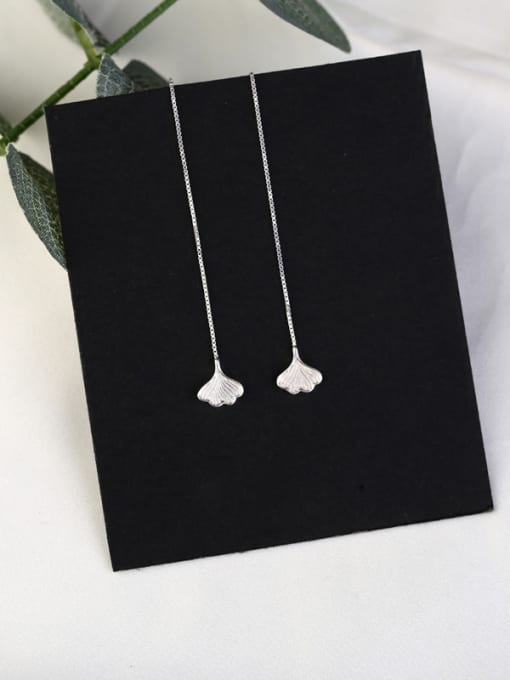 Peng Yuan Little Gingko Leaf Silver Line Earrings 0