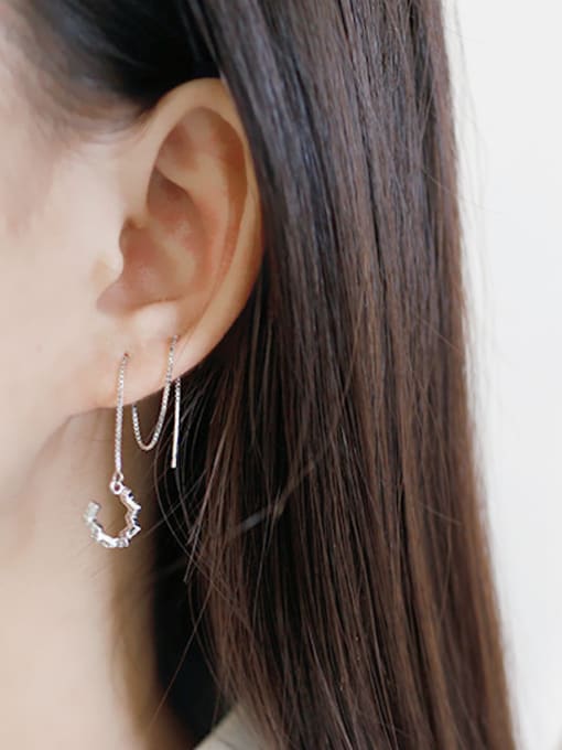 DAKA Fashion Cubic Tiny Zircon Silver Line Earrings 2