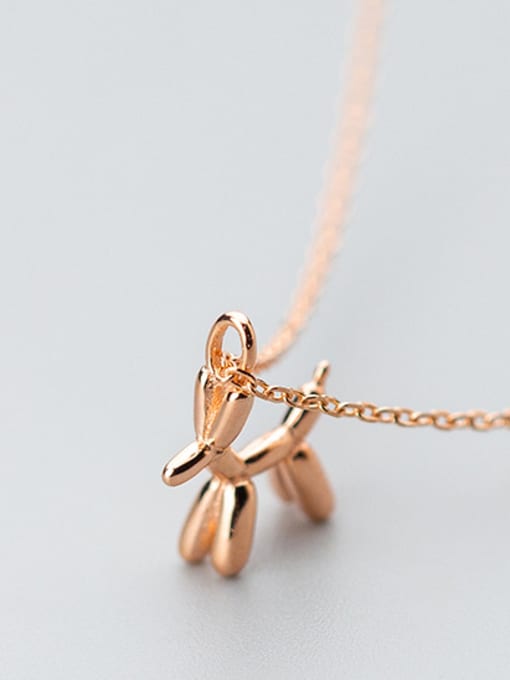 S925 Silver Necklace - Rose Gold S925 Silver Necklace Pendant female wind personality dog pendant temperament cute little animal clavicle chain D4322