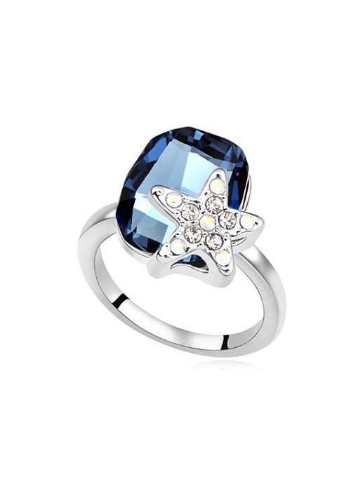 QIANZI Fashion austrian Crystal Starfish Alloy Ring