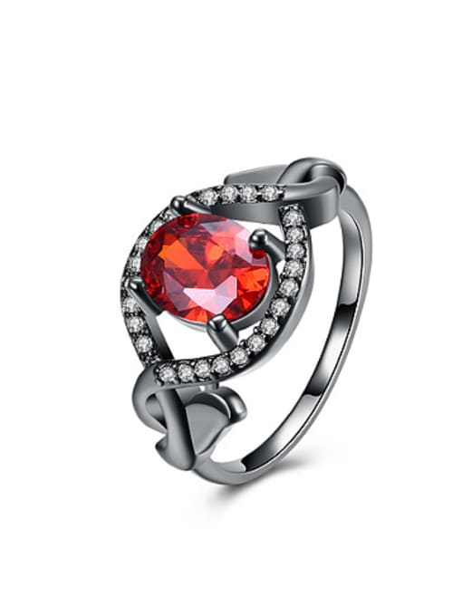 OUXI Fashion Red Stone Rhinestones Ring 0