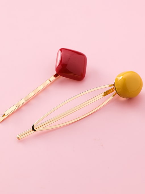 A Red and Yellow (Square) Alloy With Rose Gold Plated Fashion Square Barrettes & Clips