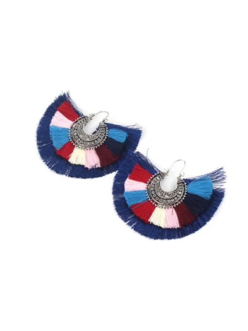 BOE009-D Fan-shaped Colorful Women Tassel Drop Earrings