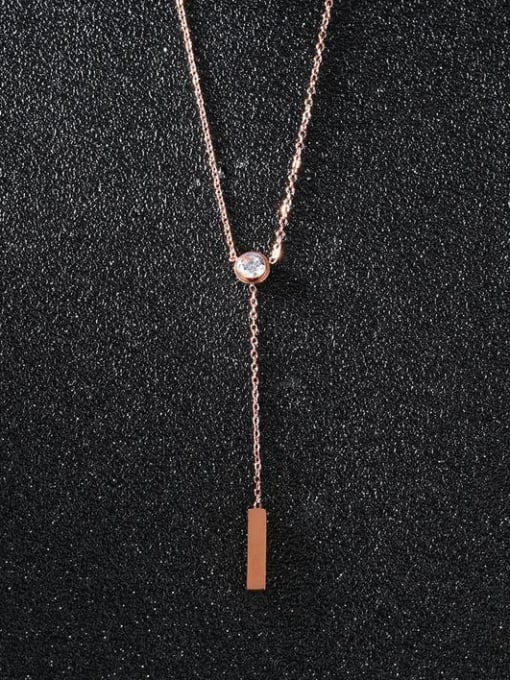 Open Sky Stainless Steel With Rose Gold Plated Simplistic Square Necklaces 2