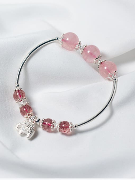 FAN 925 Sterling Silver With elephant & strawberry crystals Bracelets 0