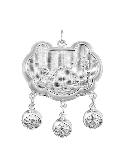 JIUQIAN Ethnic style 999 Silver Zodiac Snake Children Bells Longevity Lock Pendant