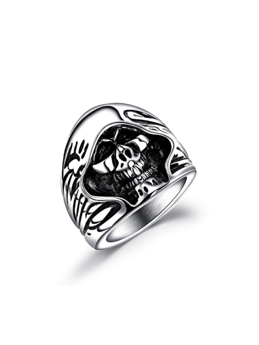 Open Sky Punk style Skull Titanium Ring 0