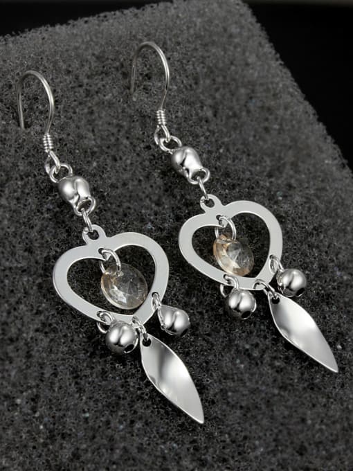SANTIAGO Fashion Hollow Heart Zircon 925 Sterling Silver Drop Earrings 2