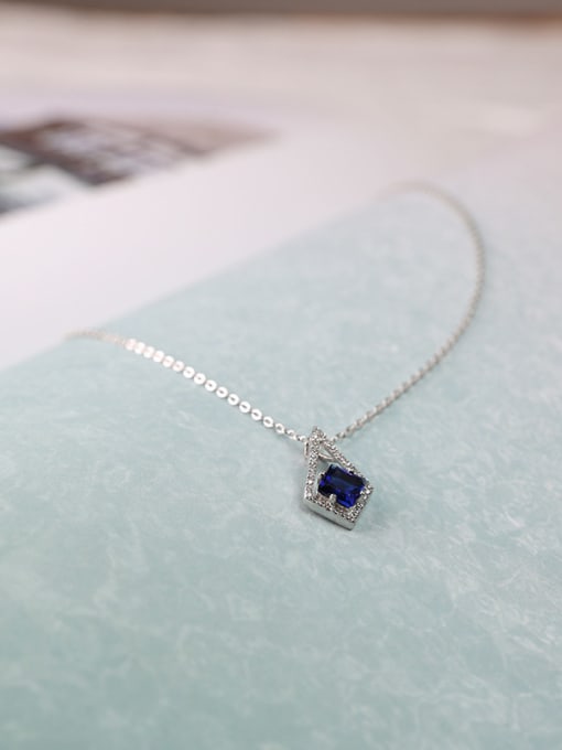 Peng Yuan Fashion Sapphire Geometrical Silver Necklace
