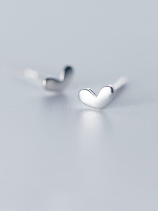 Rosh Lovely Heart Shaped S925 Silver Glossy Stud Earrings 2