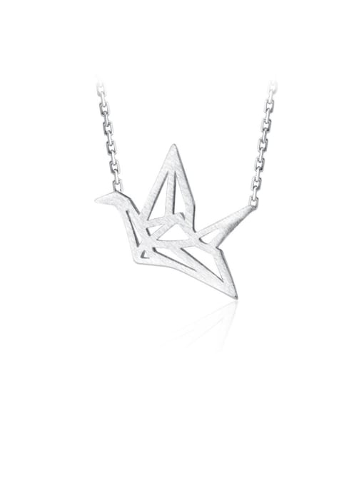 Rosh 925 Sterling Silver With Platinum Plated Simplistic Paper Crane Necklaces 2