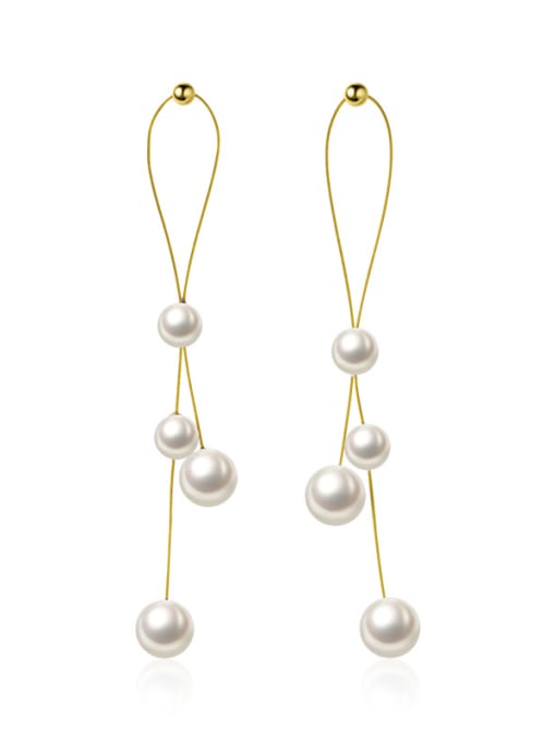 Rosh 925 Sterling Silver With Gold Plated Personality Round Drop Earrings