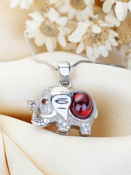 kwan Micro Pave Lovely Elephant Shaped Silver Pendant 2